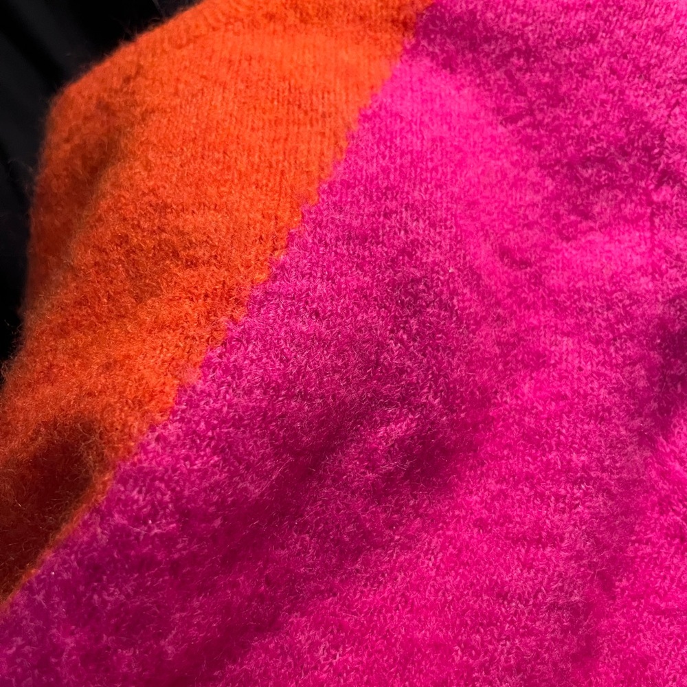Colourblock Pink and Orange Crew Neck Sweater - Picture 5 of 5